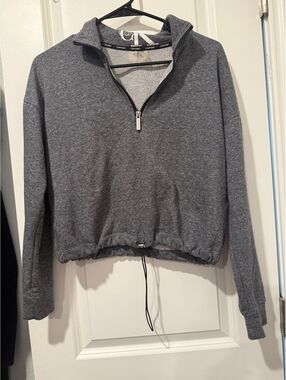 Calvin Klein Women's Gray Half-Zip Pullover Sweatshirt Size Small